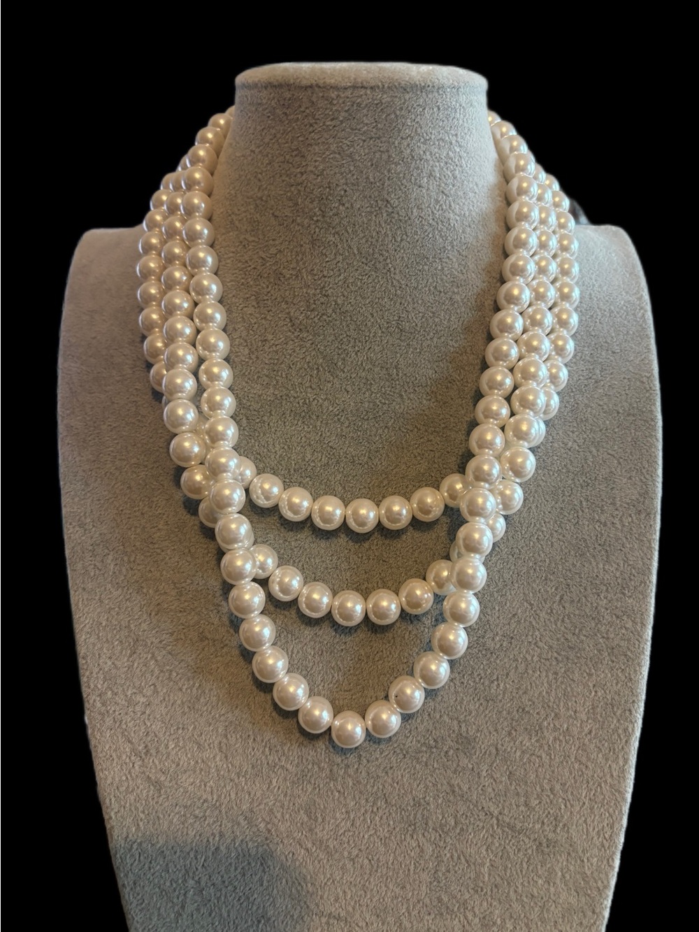 Classic White Faux Pearl Multi-Strand Necklace